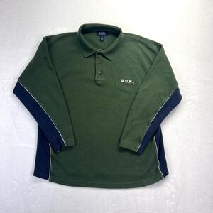 90's Vintage B.U.M. Equipment Mens Green Ribbed Long Sleeve Shirt Mens Large
